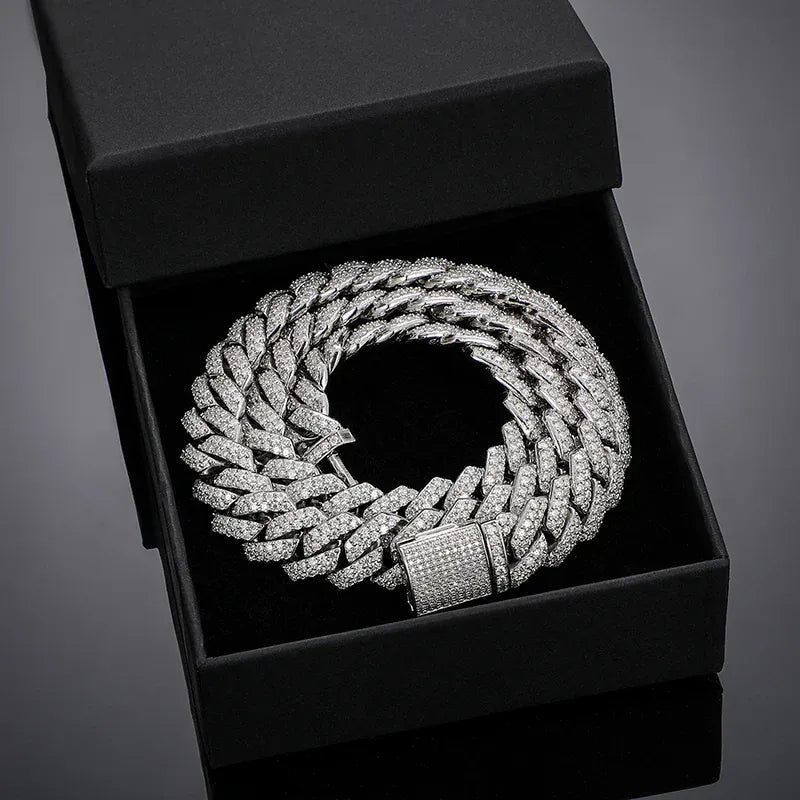 14MM Square - Edge Moissanite Cuban Link Chain 16 IN - Shop Gold Supply