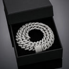 14MM Square - Edge Moissanite Cuban Link Chain 16 IN - Shop Gold Supply