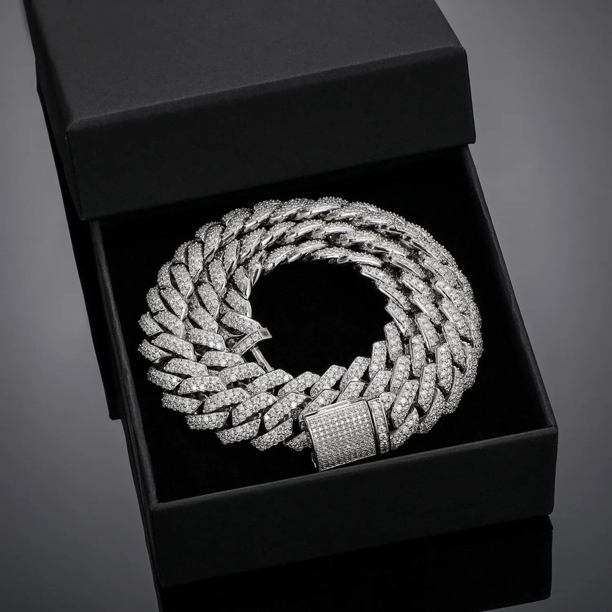 14MM Square - Edge Moissanite Cuban Link Chain 16 IN - Shop Gold Supply