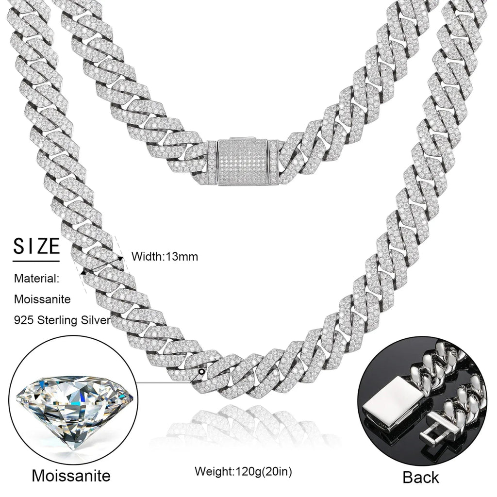 14MM Square - Edge Moissanite Cuban Link Chain 16 IN - Shop Gold Supply