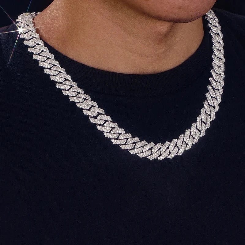 14MM Square - Edge Moissanite Cuban Link Chain 16 IN - Shop Gold Supply