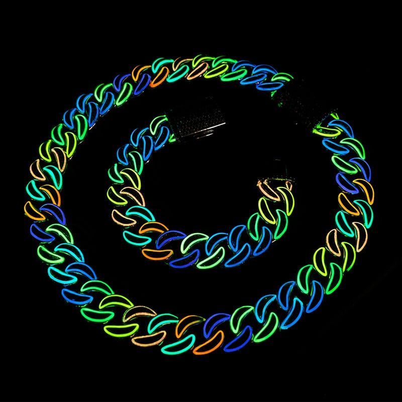 18MM Glow Curve Cuban Link Chain – “Luminous Wave” Edition White Gold 8 IN (Bracelet) - Shop Gold Supply
