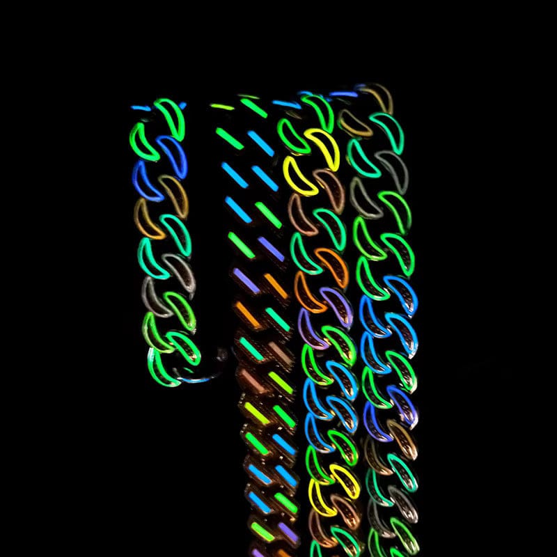 18MM Glow Square - Edge Cuban Link Chain – “Neon Bricks” Edition White Gold 8 IN (Bracelet) - Shop Gold Supply