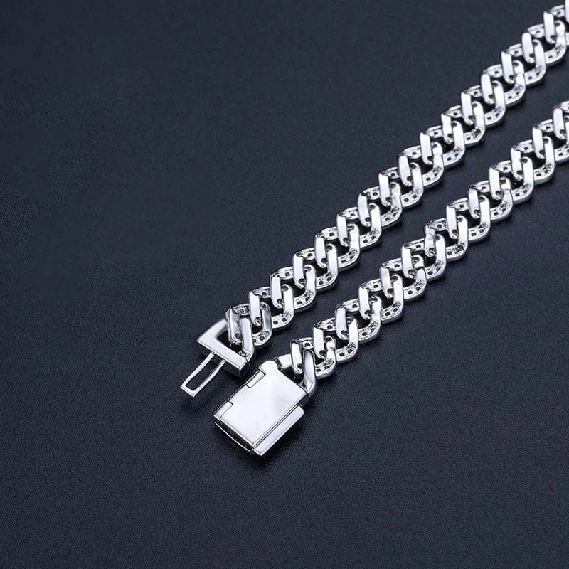6MM Moissanite Cuban Link Chain 16 IN White Gold - Shop Gold Supply