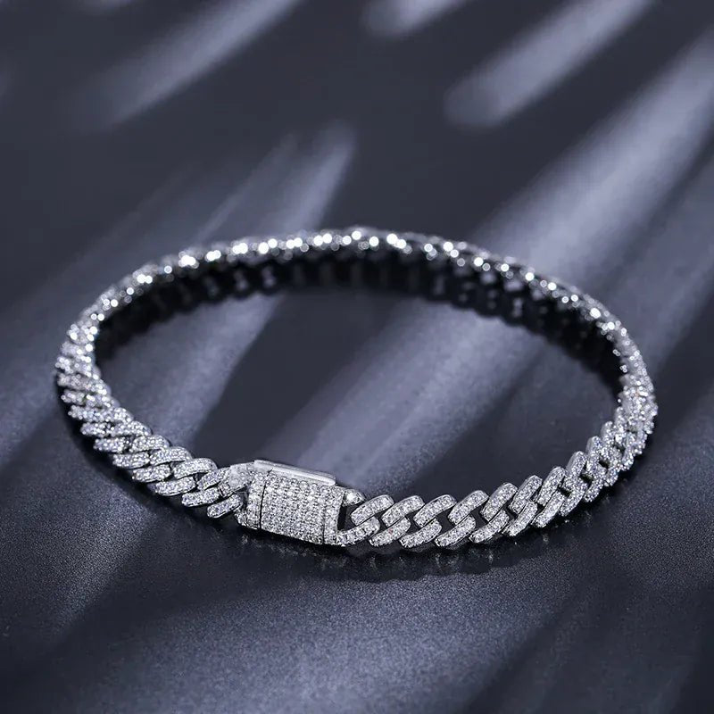 6MM Moissanite Cuban Link Chain 16 IN White Gold - Shop Gold Supply