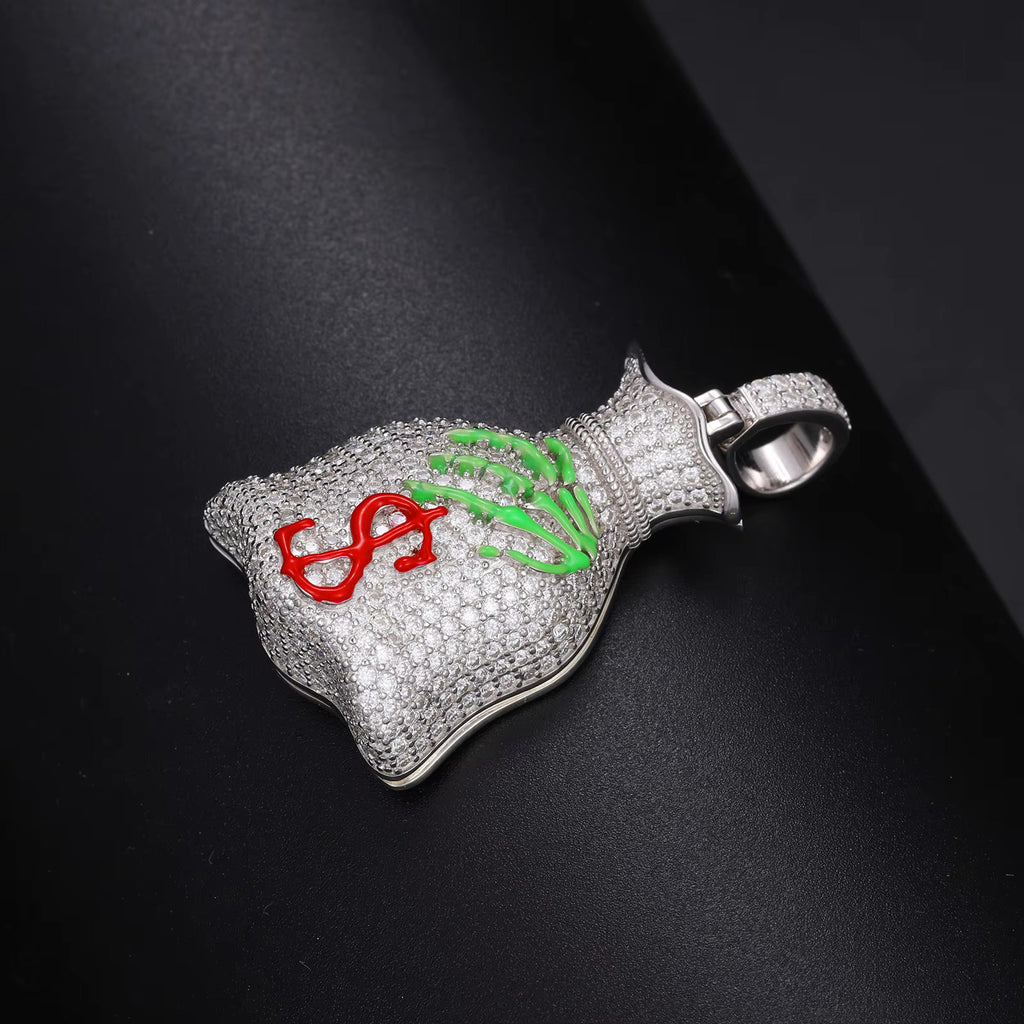 Moissanite Glow Money Bag Pendant – “Secure the Bag” Edition