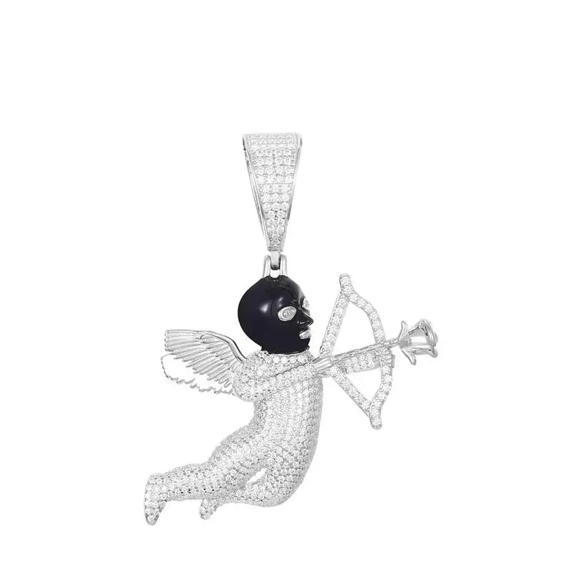 Angel Shooter Moissanite Pendant – “Love Struck” Edition White Gold - Shop Gold Supply