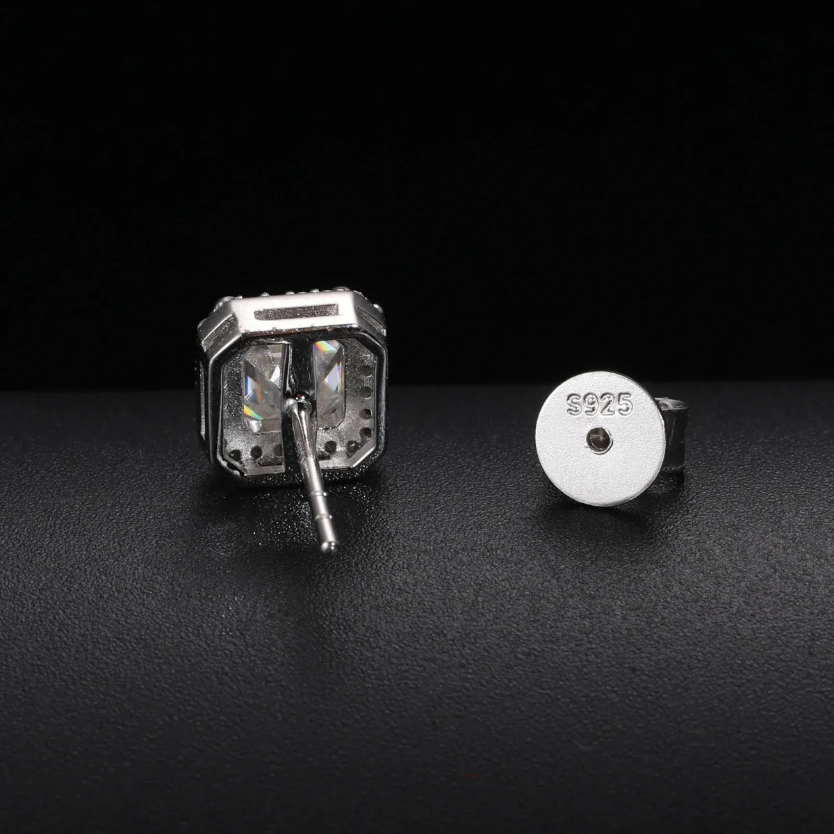 Asscher Halo Moissanite Stud Earrings – “Royal Ice” Edition - Shop Gold Supply