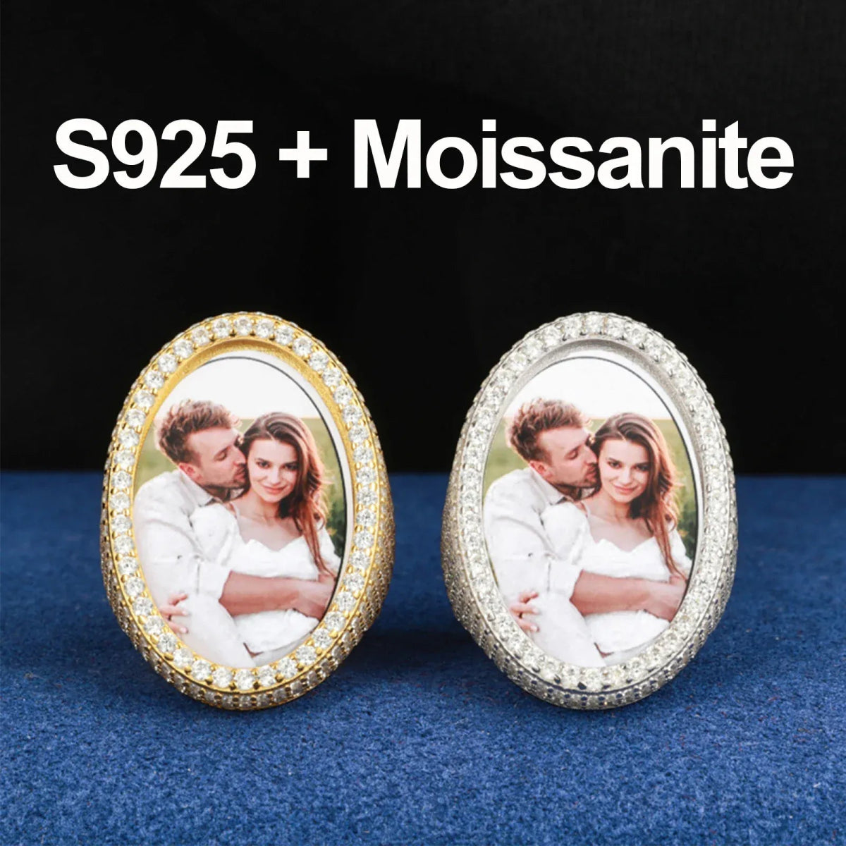 Custom Iced Photo Memory Ring – “Eternal Portrait” Edition Moissanite Yellow Gold 9 - Shop Gold Supply