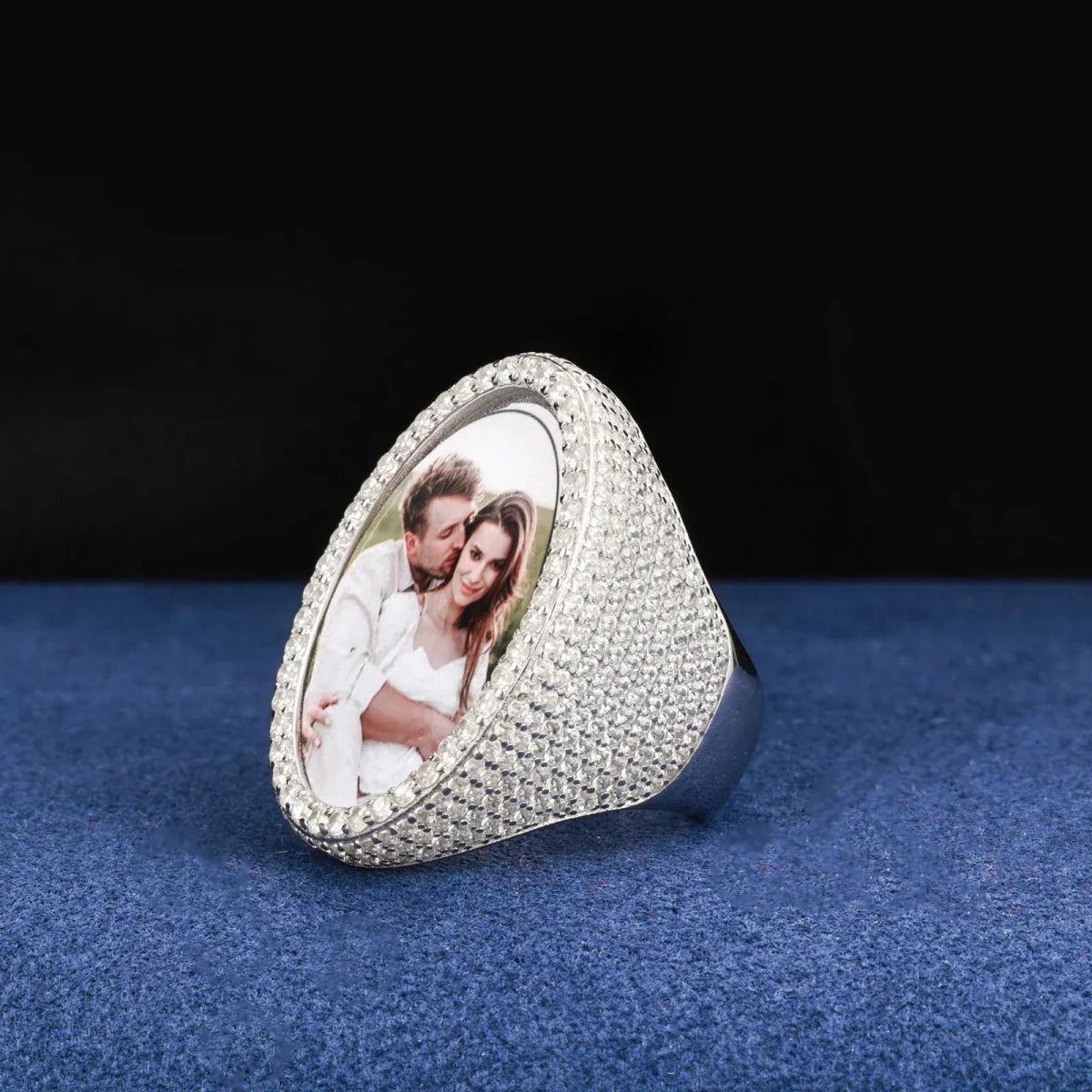 Custom Iced Photo Memory Ring – “Eternal Portrait” Edition VVS1 5A CZ Yellow Gold 9 - Shop Gold Supply