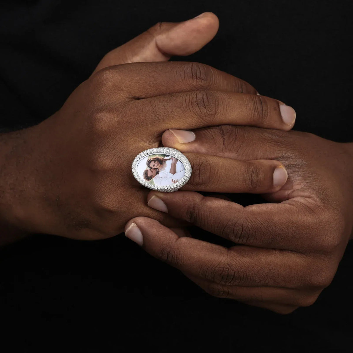 Custom Iced Photo Memory Ring – “Eternal Portrait” Edition VVS1 5A CZ Yellow Gold 9 - Shop Gold Supply