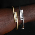 Floating Bar Bangle Bracelet – “Levitating Shine” Edition VVS 5A CZ 7 IN White Gold - Shop Gold Supply