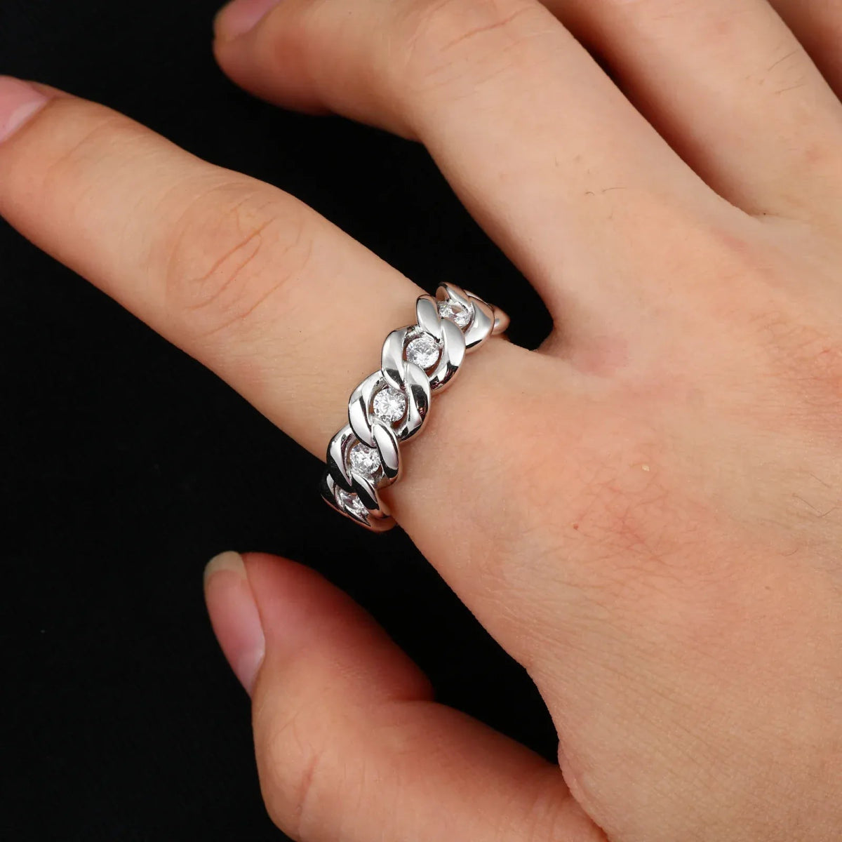 Floating Stone Cuban Link Ring – “Diamond Spine” Edition Gold 6 - Shop Gold Supply