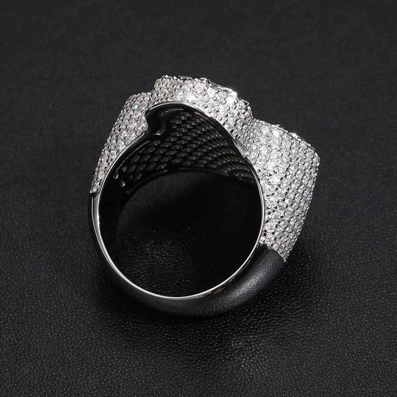 Iced Baguette Cross Ring – “Divine Shine” Edition VVS 5A CZ 7 White Gold - Shop Gold Supply