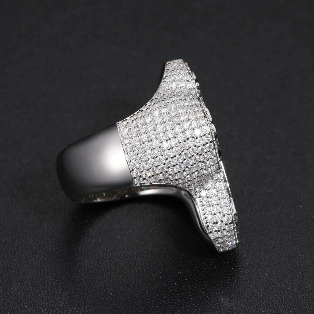 Iced Baguette Cross Ring – “Divine Shine” Edition VVS 5A CZ 7 White Gold - Shop Gold Supply