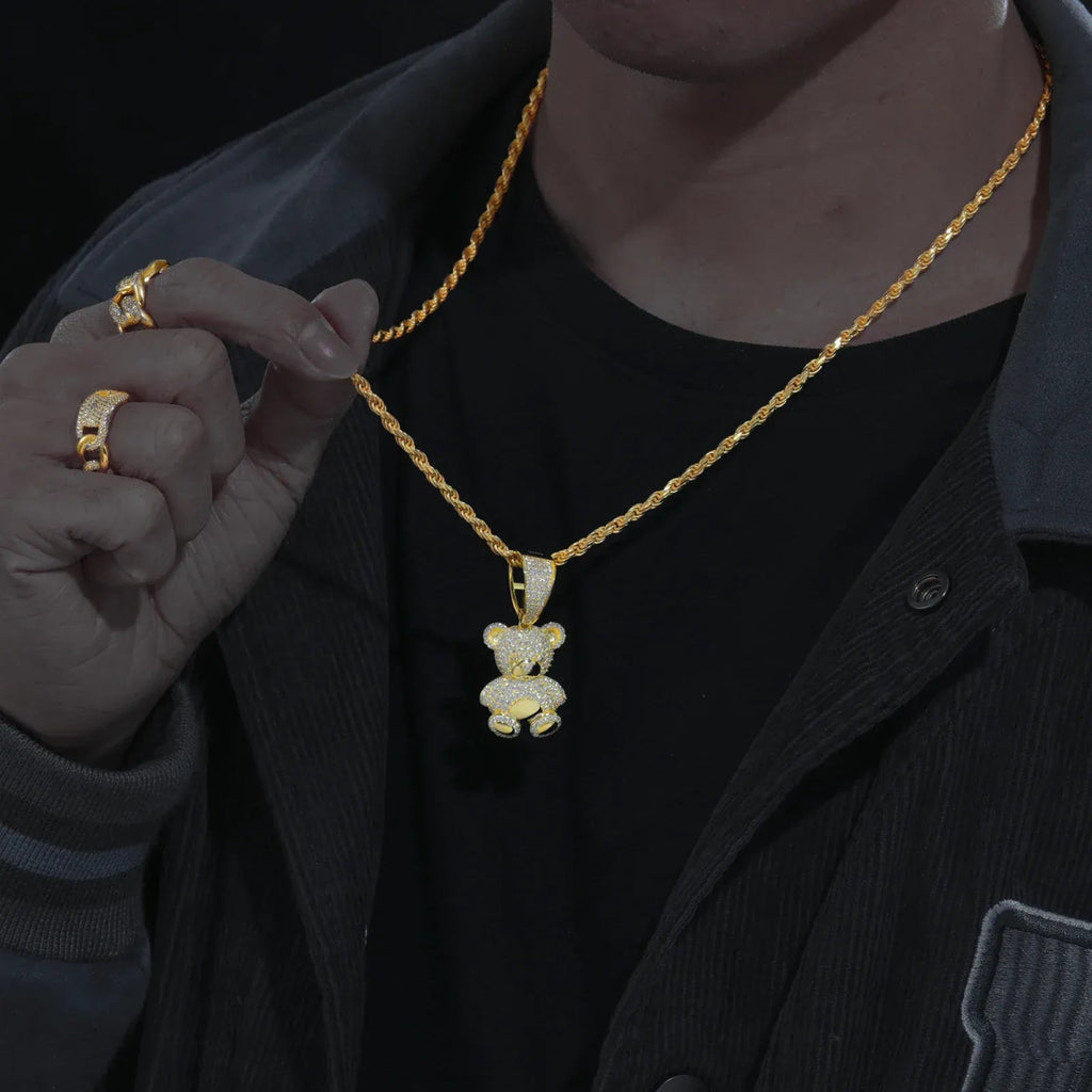 Iced Bear Moissanite Pendant – “Royal Cub” Edition White Gold - Shop Gold Supply