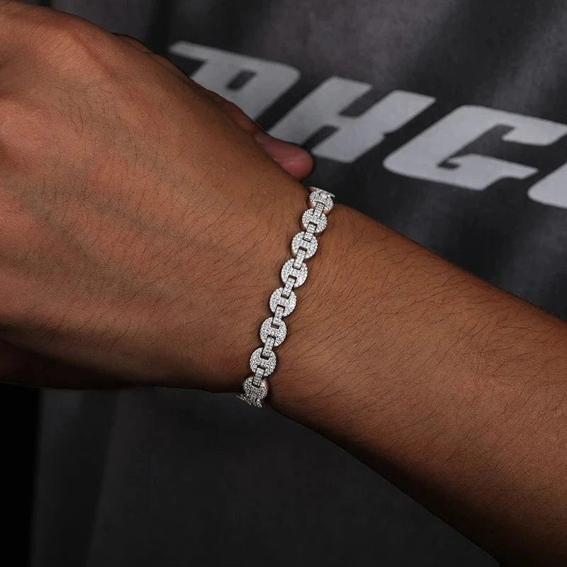 Iced Coffee Bean Link Bracelet – “Frost Bite” Edition 6MM 6 IN - Shop Gold Supply