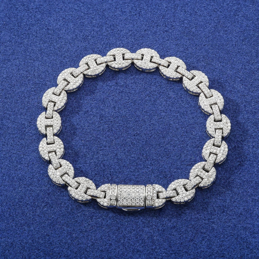 Iced Coffee Bean Link Bracelet – “Frost Bite” Edition 6MM 6 IN - Shop Gold Supply