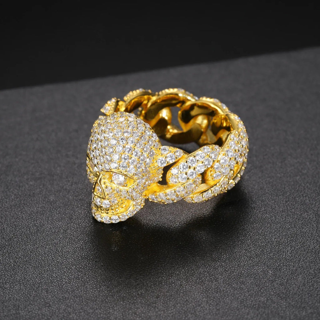 Iced Skull Statement Ring – “Pharaoh’s Fury” Edition Yellow Gold 7 - Shop Gold Supply