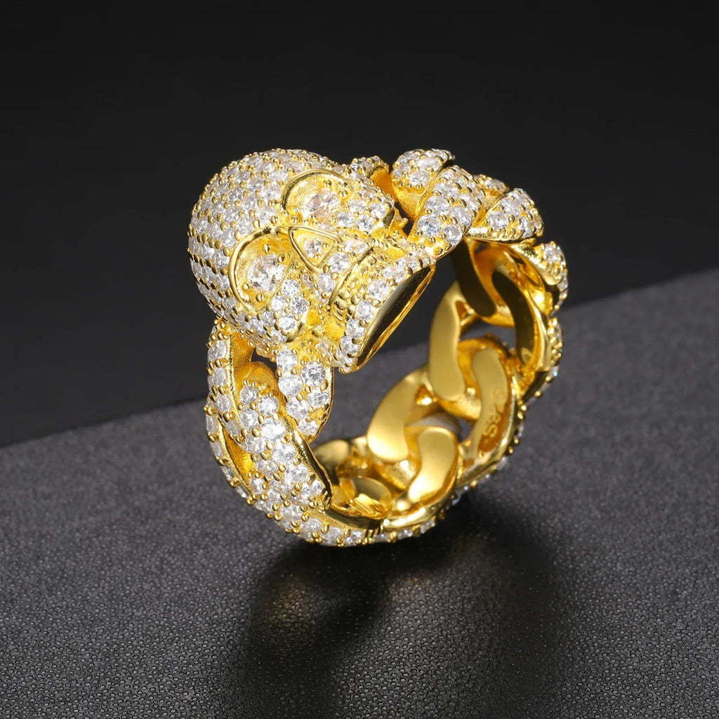 Iced Skull Statement Ring – “Pharaoh’s Fury” Edition Yellow Gold 7 - Shop Gold Supply