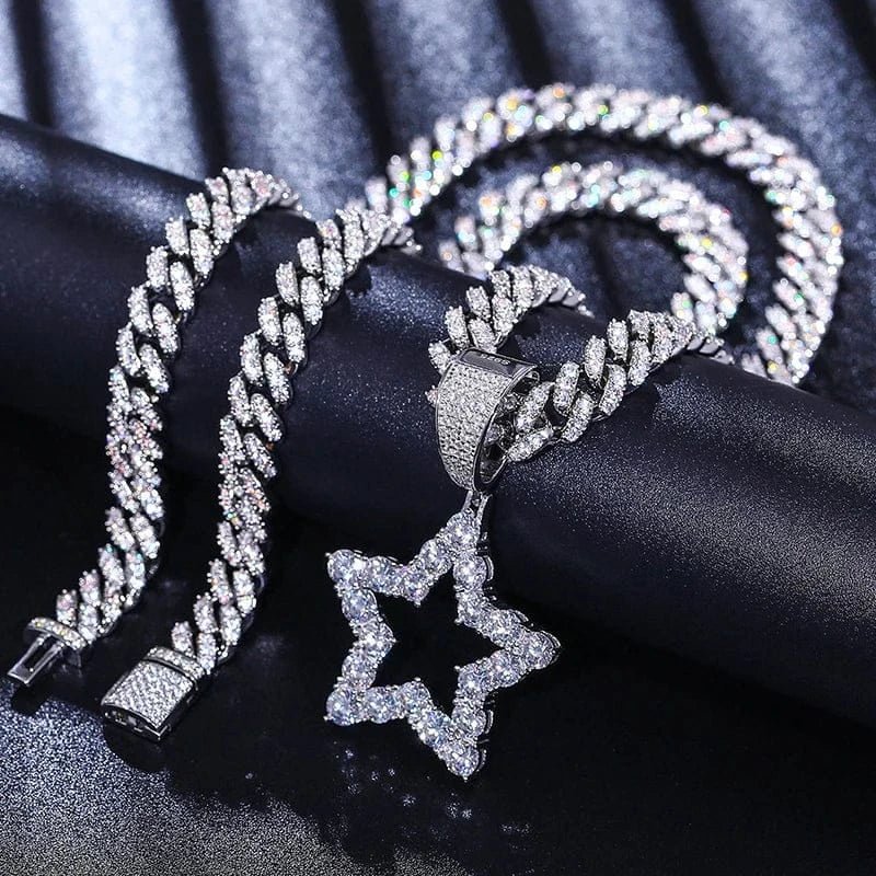 Iced Star Moissanite Pendant – “North Star Shine” Edition Yellow Gold - Shop Gold Supply