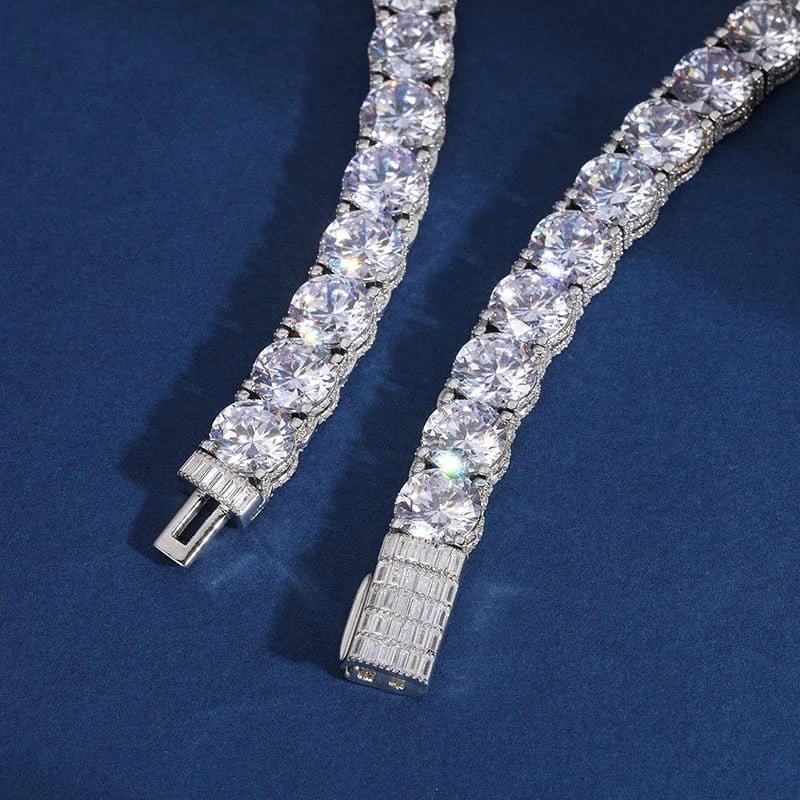 Iced Titan Moissanite Side Set Tennis Chain – “Heavyweight Halo” Edition Yellow Gold 16 IN (Necklace) - Shop Gold Supply