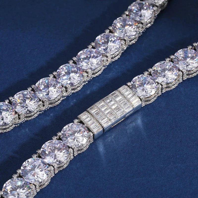 Iced Titan Moissanite Side Set Tennis Chain – “Heavyweight Halo” Edition Yellow Gold 16 IN (Necklace) - Shop Gold Supply