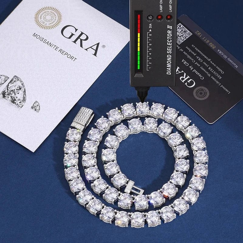 Iced Titan Moissanite Side Set Tennis Chain – “Heavyweight Halo” Edition Yellow Gold 16 IN (Necklace) - Shop Gold Supply