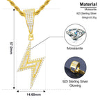 Lightning Moissanite Pendant – “Voltage Strike” Edition White Gold - Shop Gold Supply