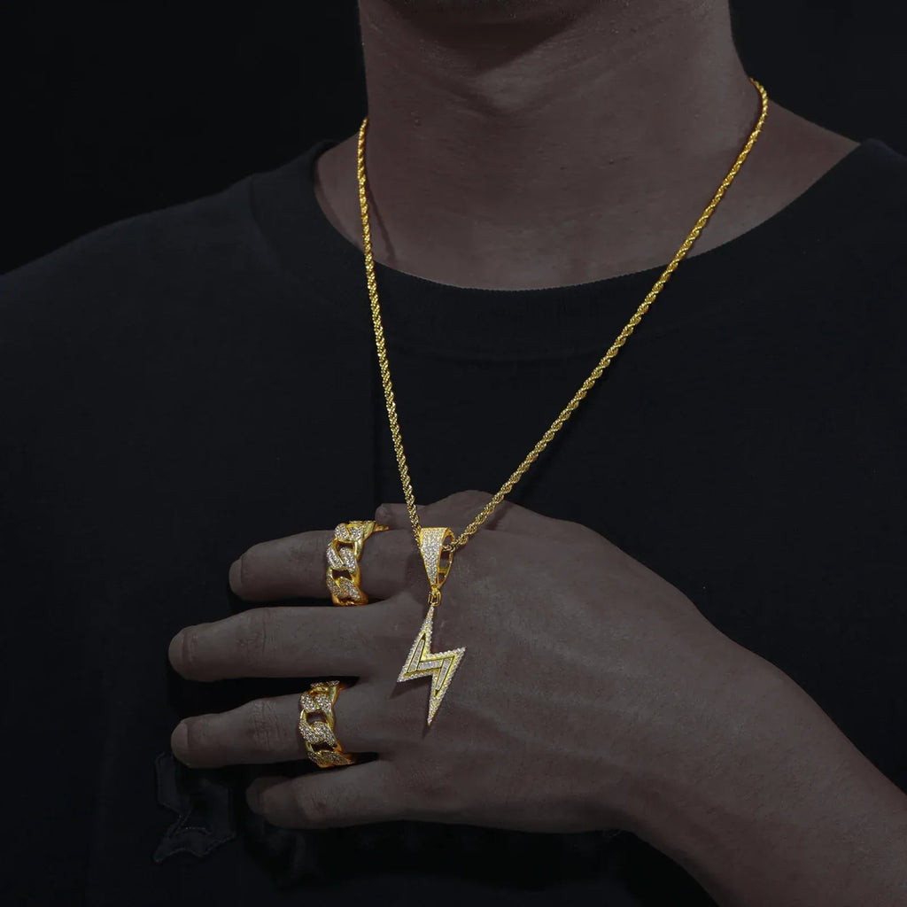 Lightning Moissanite Pendant – “Voltage Strike” Edition Yellow Gold - Shop Gold Supply