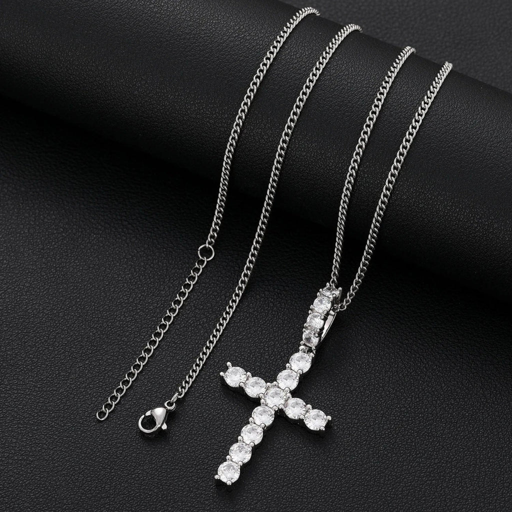 Line Set Moissanite Cross Pendant – “Pure Brilliance” Edition - Shop Gold Supply