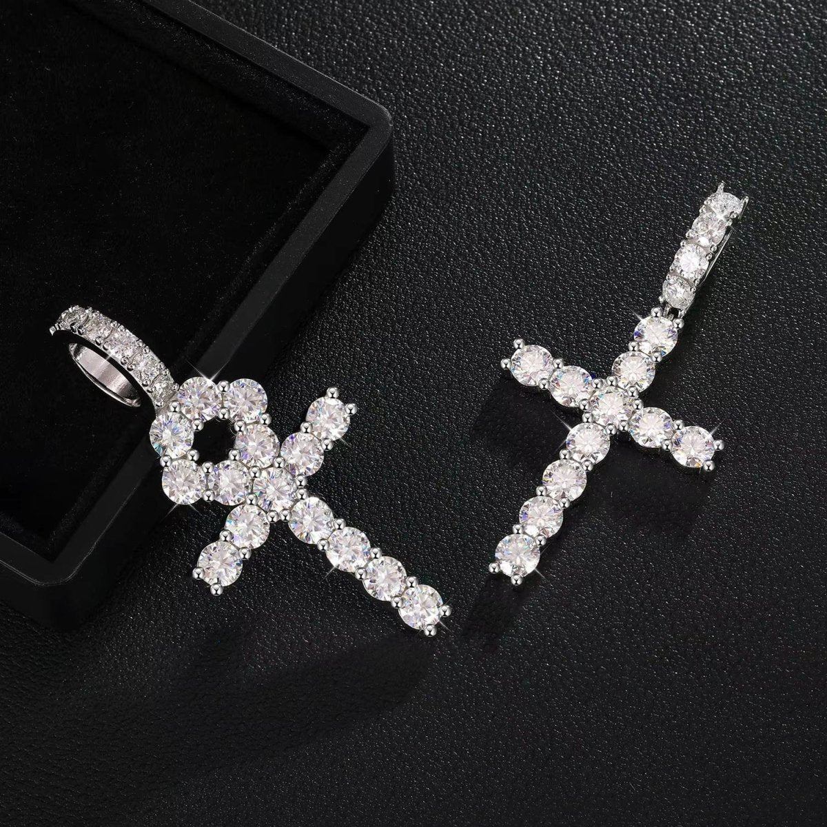 Line Set Moissanite Cross Pendant – “Pure Brilliance” Edition - Shop Gold Supply