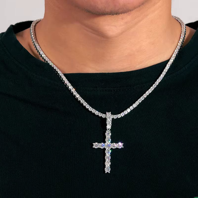 Line Set Moissanite Cross Pendant – “Pure Brilliance” Edition - Shop Gold Supply