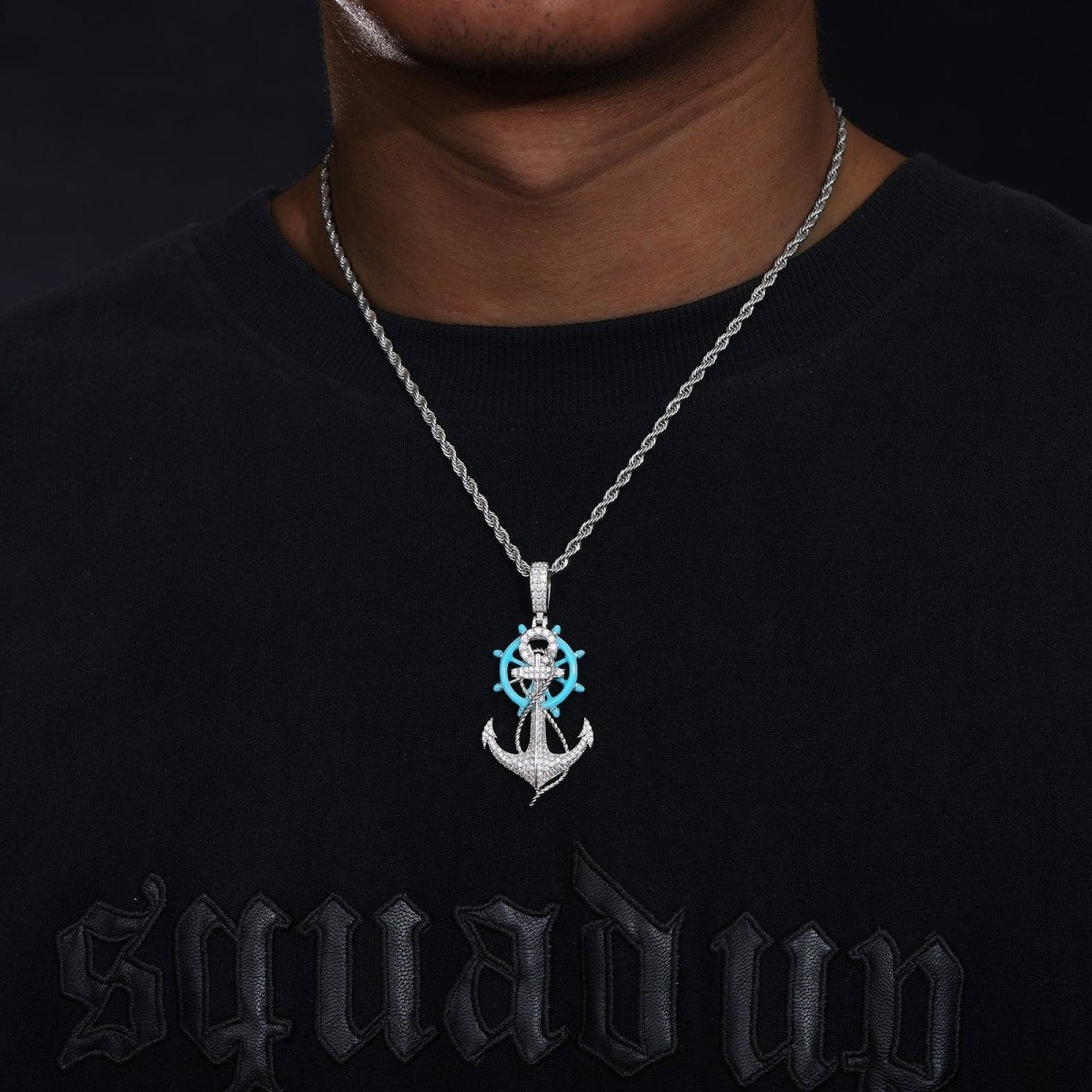 Moissanite Glow Anchor Helm Pendant – “Stormproof” Edition - Shop Gold Supply