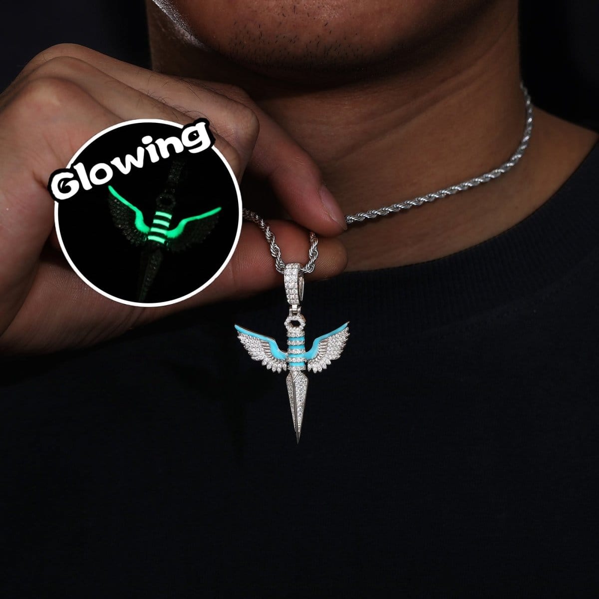 Moissanite Glow Angel Dagger Pendant – “Heaven’s Edge” Edition - The Gold Supply