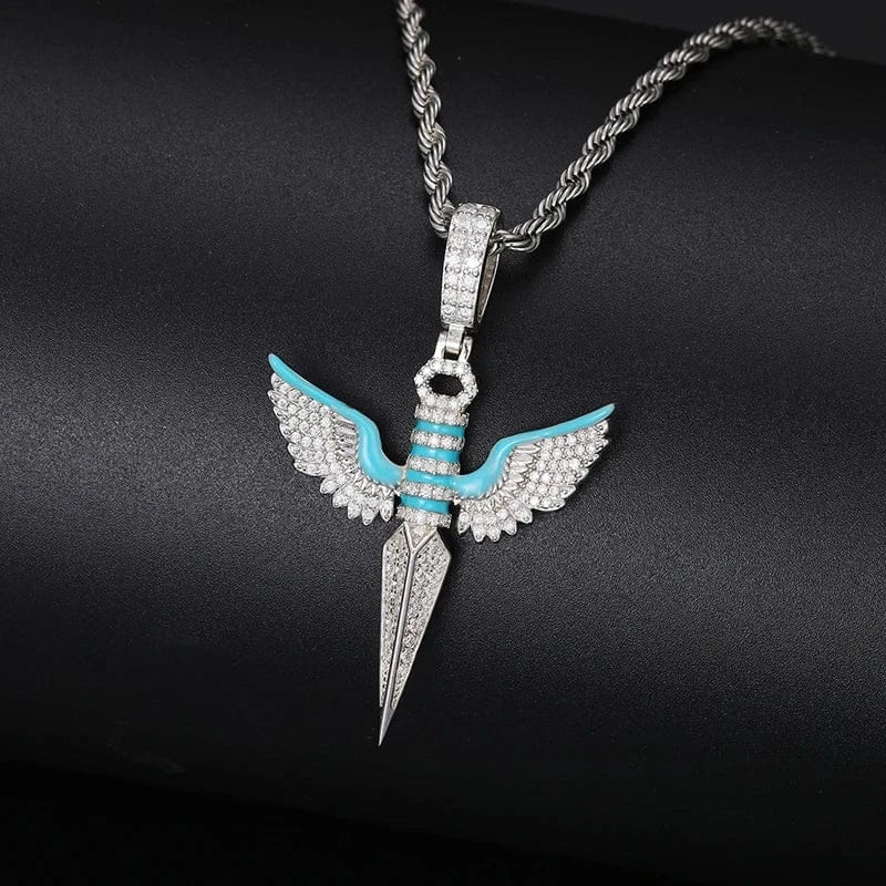Moissanite Glow Angel Dagger Pendant – “Heaven’s Edge” Edition - Shop Gold Supply