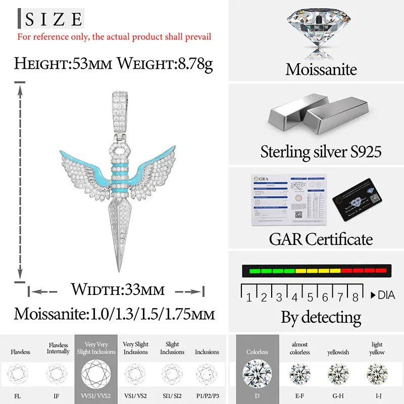 Moissanite Glow Angel Dagger Pendant – “Heaven’s Edge” Edition - Shop Gold Supply