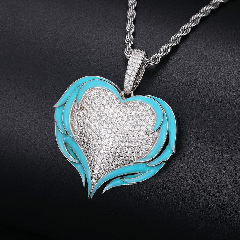 Moissanite Glow Angel Heart Pendant – “Divine Flame” Edition - Shop Gold Supply