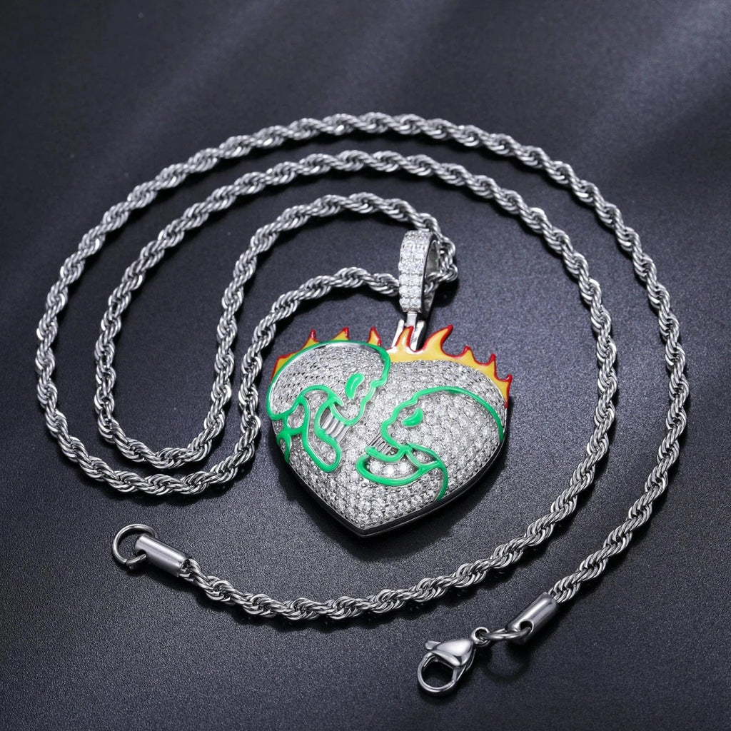 Moissanite Glow Fire Heart Pendant – “Burning Desire” Edition - Shop Gold Supply