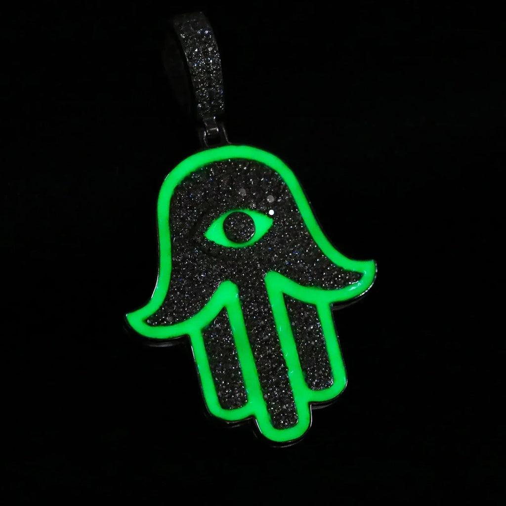 Moissanite Glow Hamsa Pendant – “Guardian Light” Edition - Shop Gold Supply