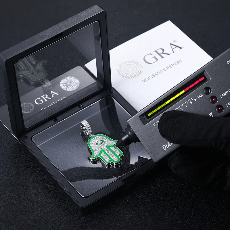 Moissanite Glow Hamsa Pendant – “Guardian Light” Edition - Shop Gold Supply