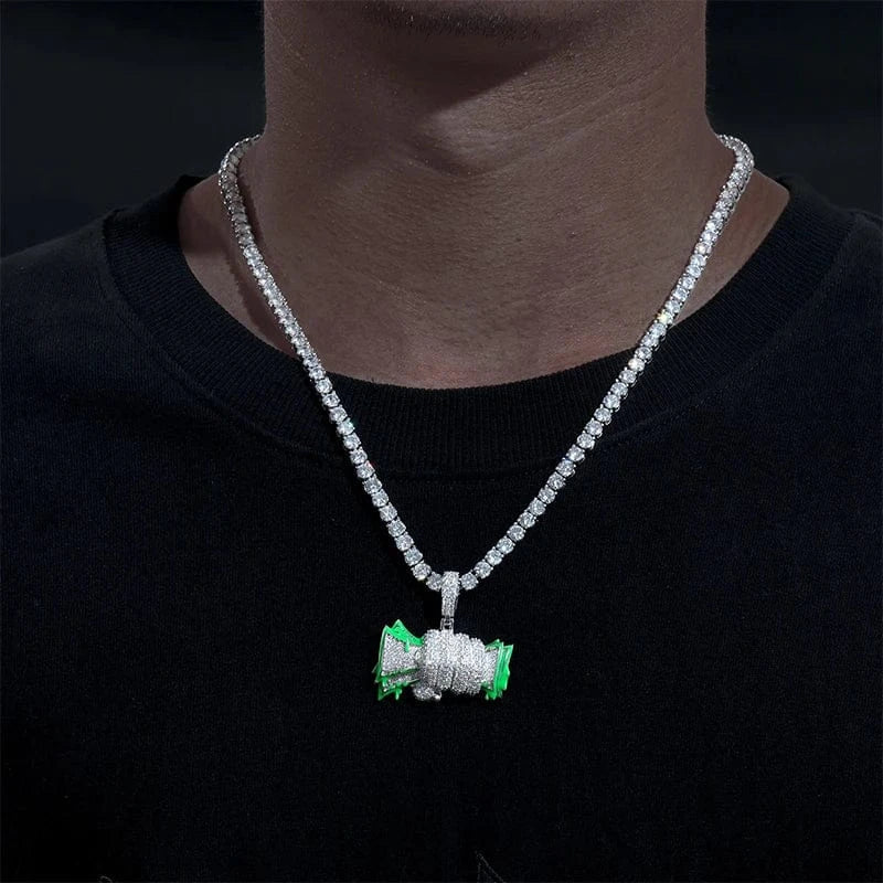 Moissanite Glow Money Bag Pendant – “Fistful of Fortune” Edition - Shop Gold Supply