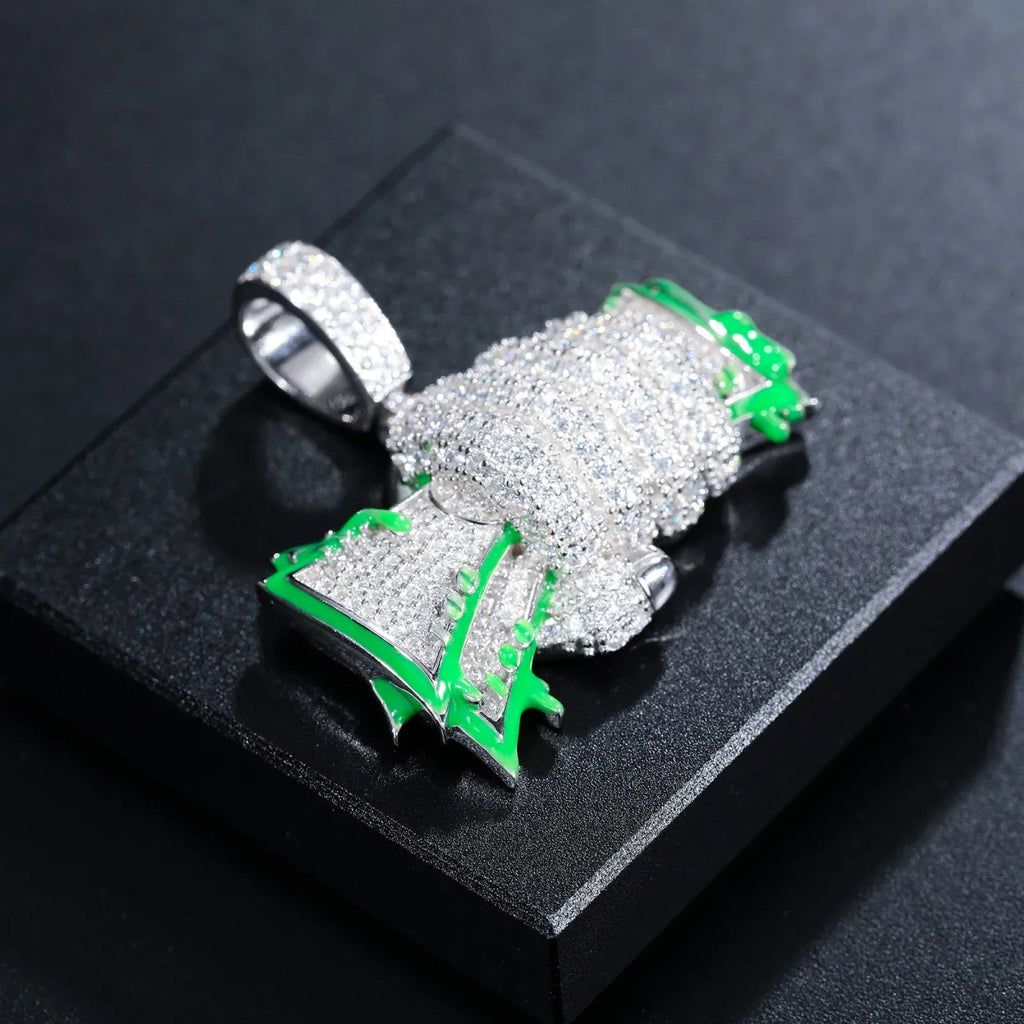 Moissanite Glow Money Bag Pendant – “Fistful of Fortune” Edition - Shop Gold Supply