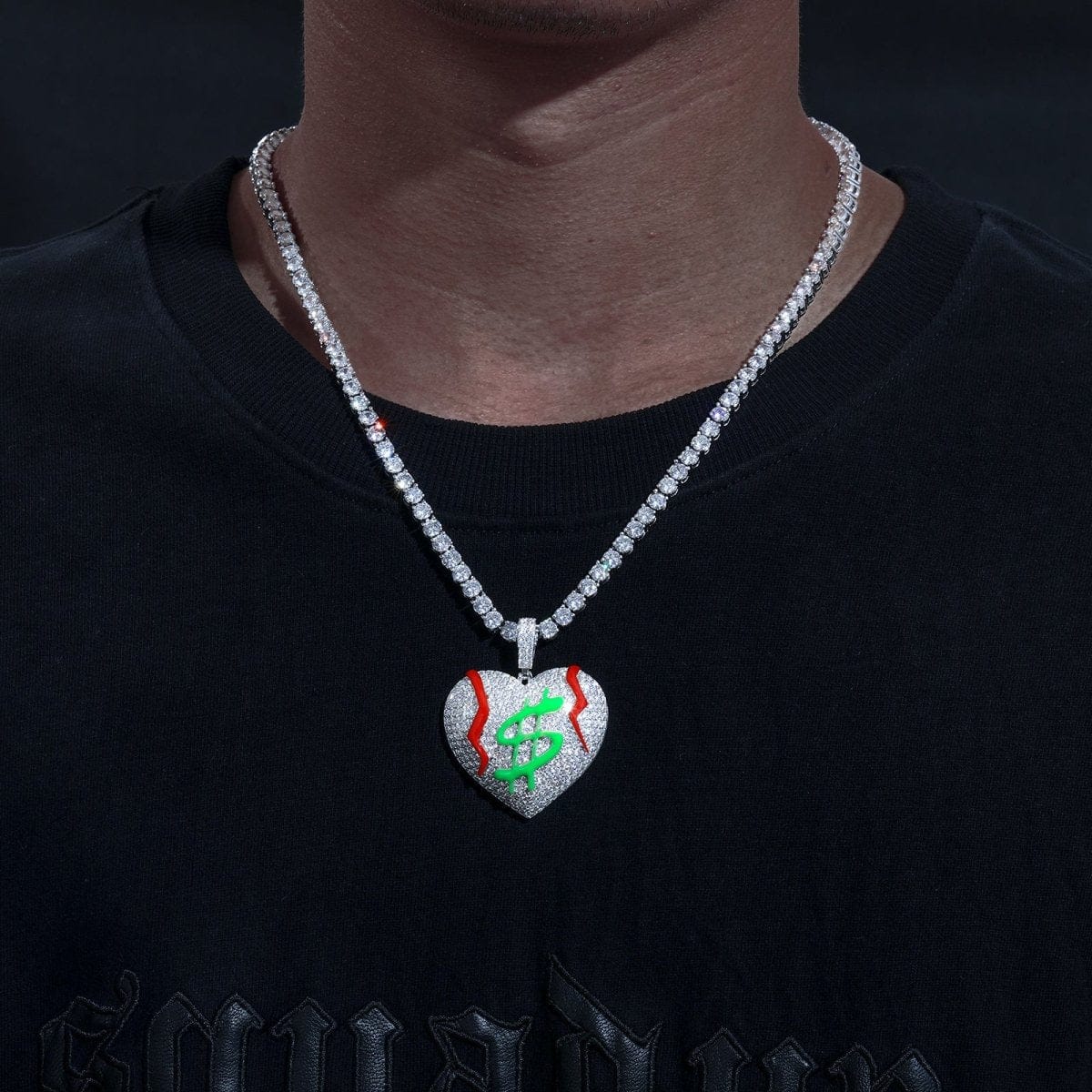 Moissanite Glow Money Heart Pendant – “Broken Rich” Edition - The Gold Supply