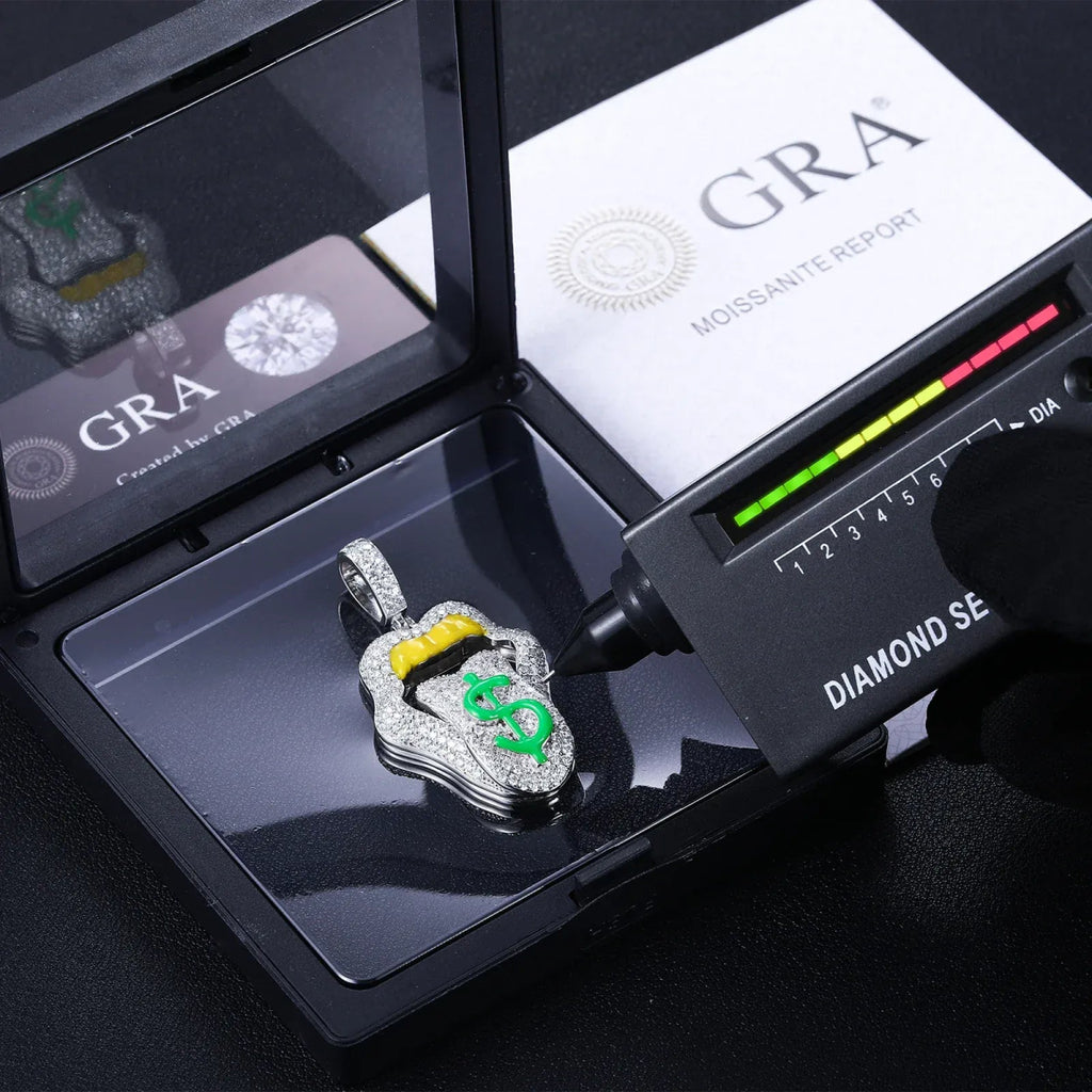 Moissanite Glow Money Mouth Pendant – “Drip Dollar” Edition - Shop Gold Supply