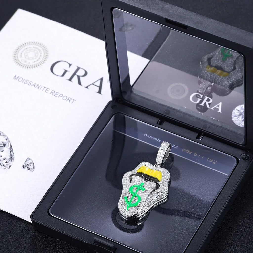 Moissanite Glow Money Mouth Pendant – “Drip Dollar” Edition - Shop Gold Supply