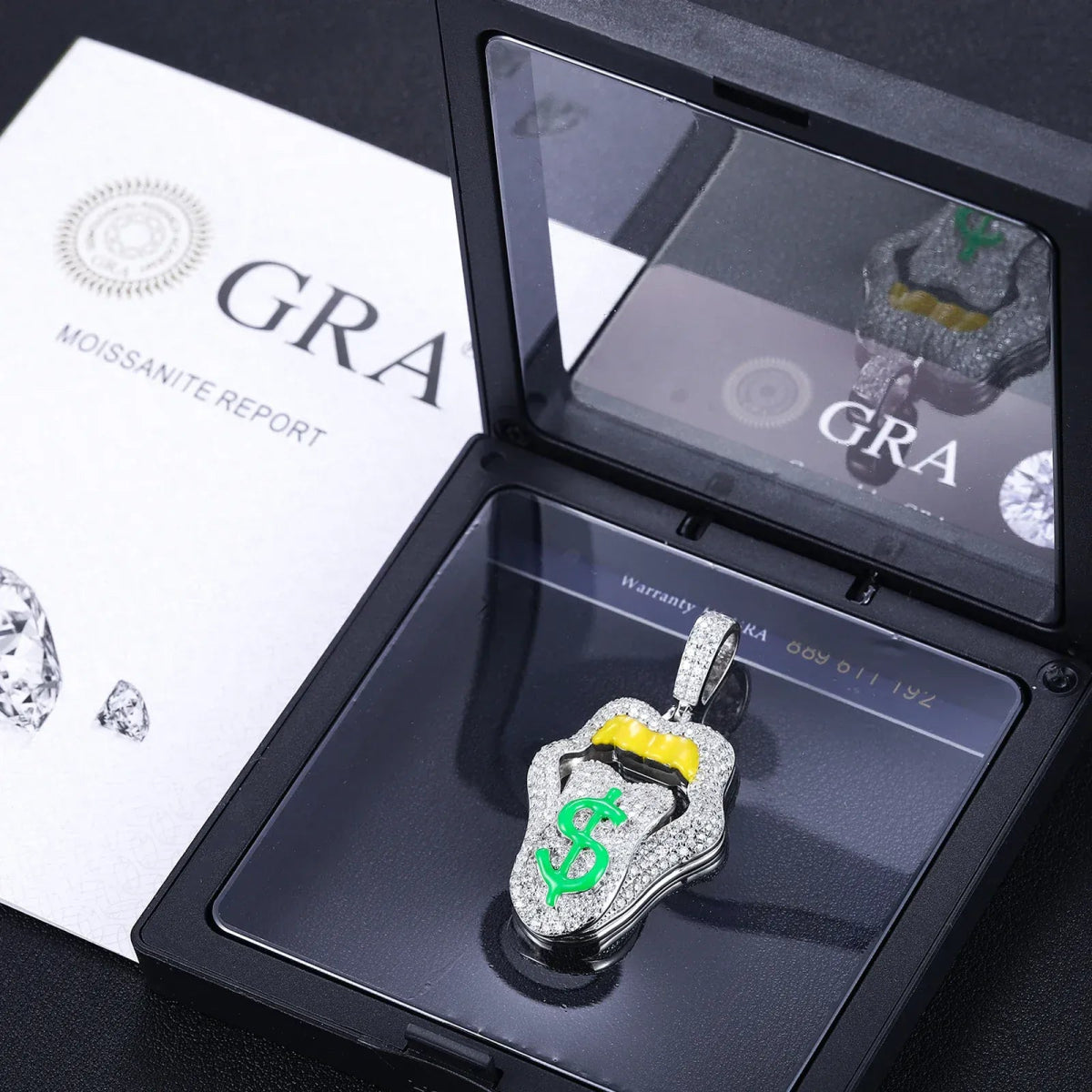 Moissanite Glow Money Mouth Pendant – “Drip Dollar” Edition - Shop Gold Supply