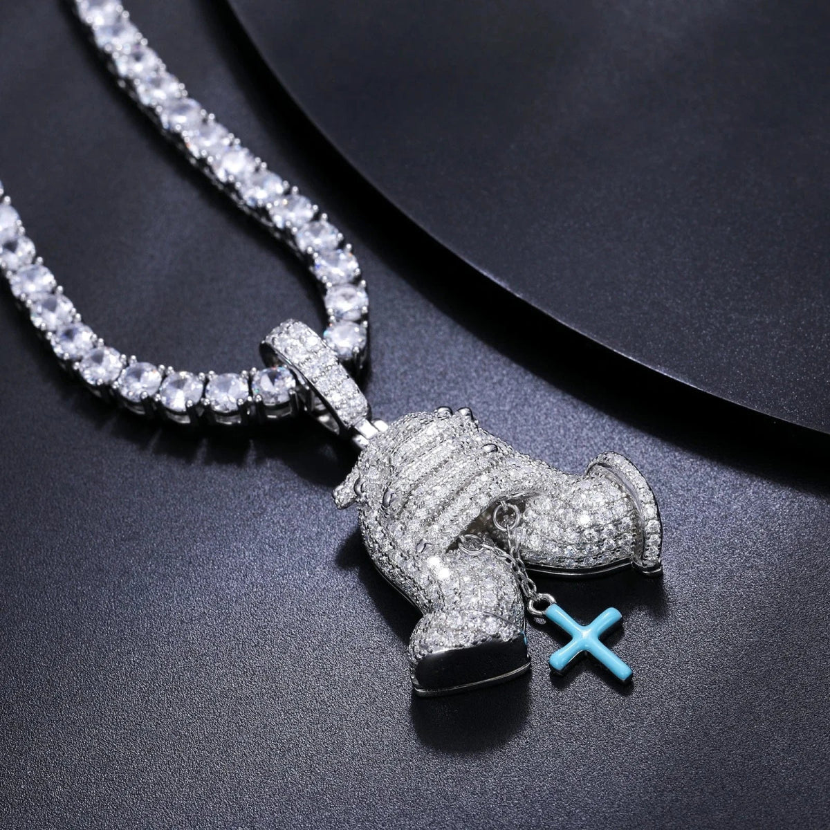 Moissanite Glow Prayer Hands Pendant – “Blessed Drip” Edition - Shop Gold Supply