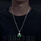 Moissanite Glow Skull & Crossbones Glow Pendant – “Toxic Drip” Edition - Shop Gold Supply