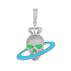 Moissanite Glow Skull Saturn Pendant – “Cosmic Reign” Edition - Shop Gold Supply